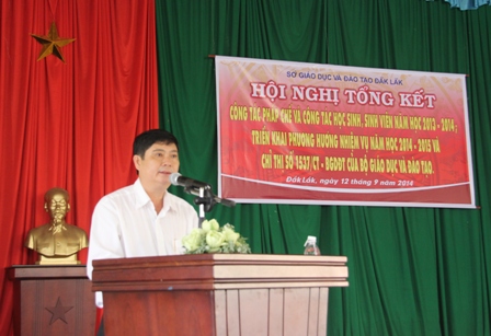 Phó Giám đốc Sở GD-ĐT Phạm Đăng Khoa nhấn mạnh thực hiện tốt công tác pháp chế góp phần giáo dục toàn diện học sinh