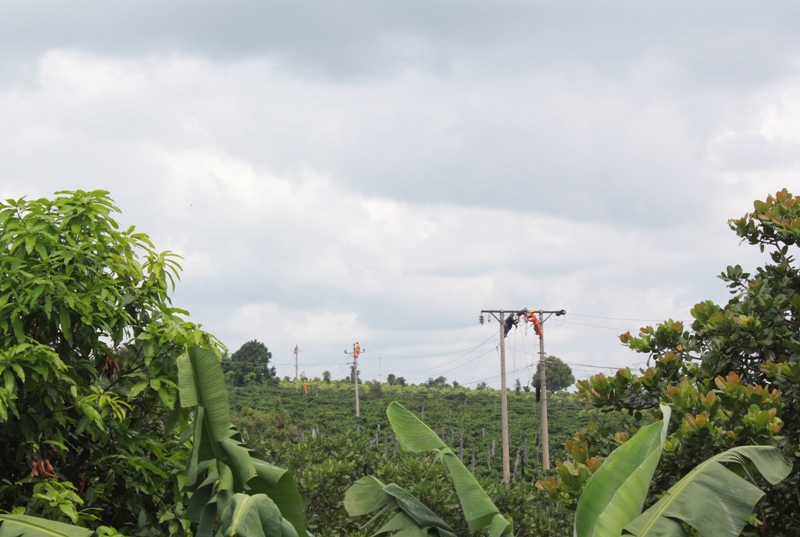 Phần lớn đường dây đi qua địa hình phức tạp, rẫy của người dân nên việc thi công gặp nhiều khó khăn
