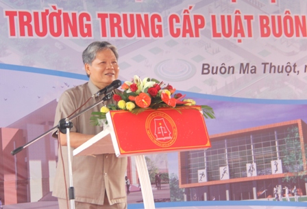 Bộ trưởng Bộ Tư pháp Hà Hùng Cường phát biểu tại Lễ động thổ 