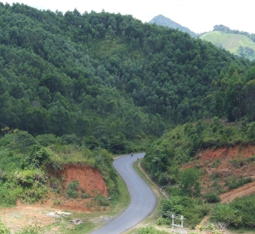 Một đoạn đèo Phượng Hoàng, phía từ xã Ea Trang-huyện MDrắk lên. ảnh: Trung tâm QLDT