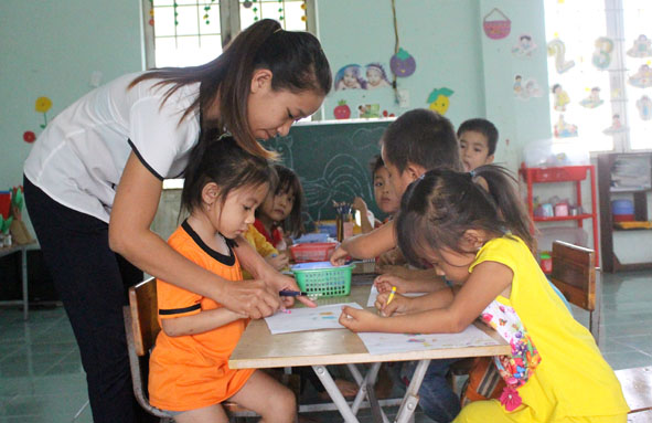 Một giờ học ở phân hiệu Trường Mầm non Hoa Sen.