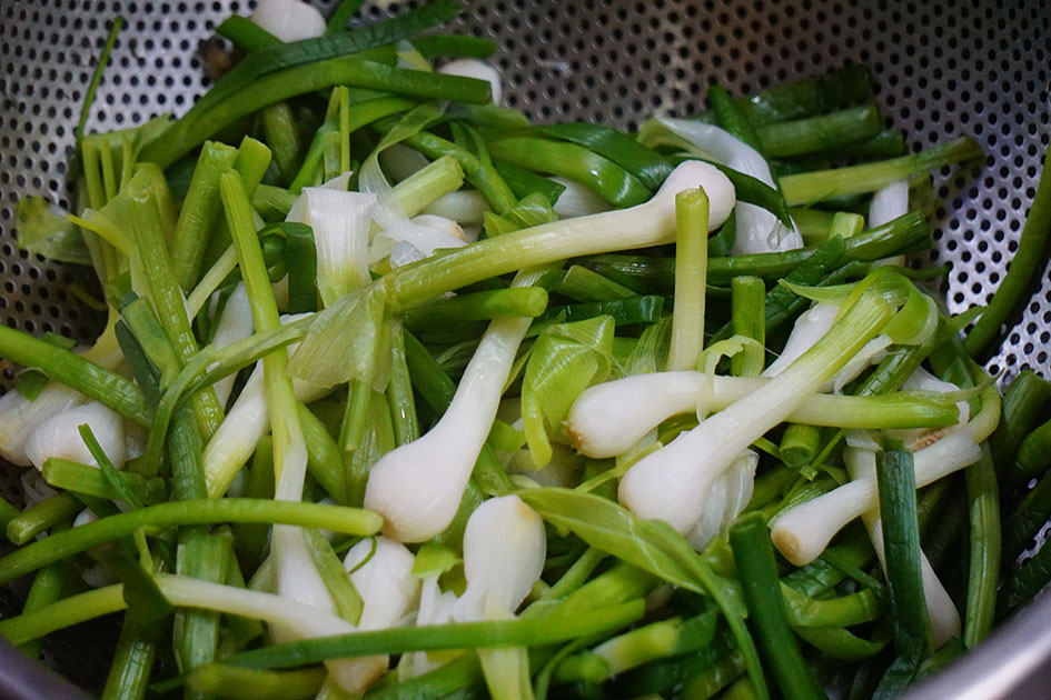 Thân và củ tỏi non được dùng để chế biến món ăn.