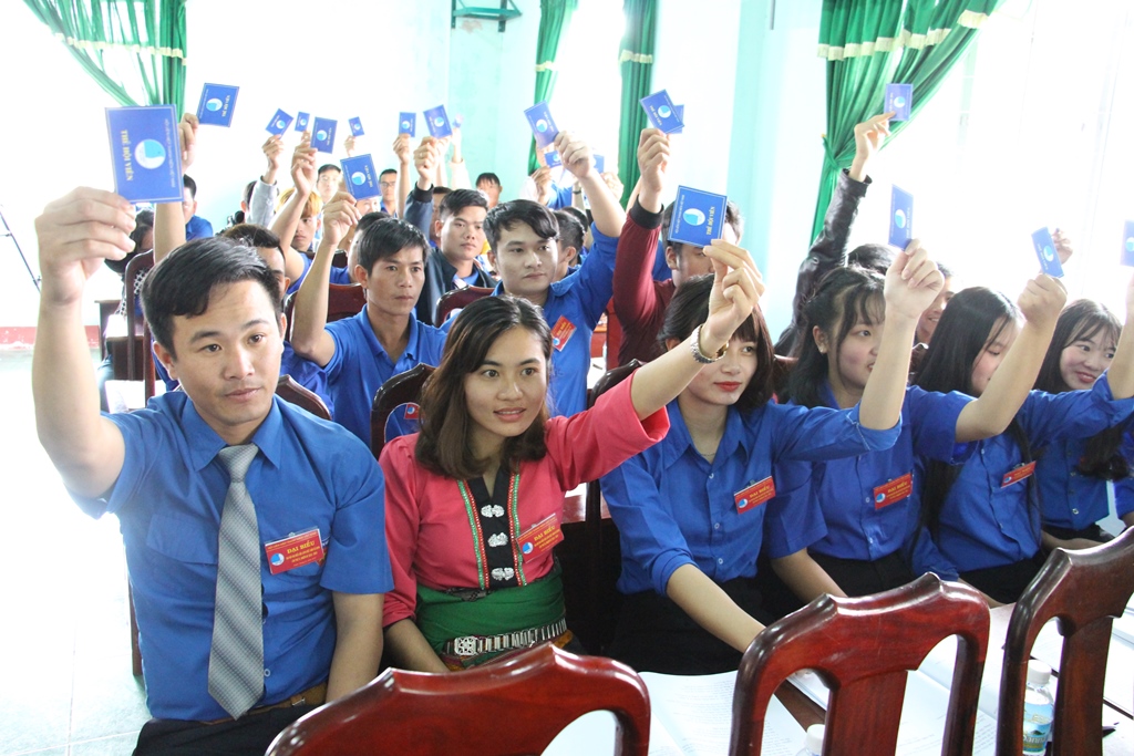 Các đại biểu biểu quyết tại đại hội