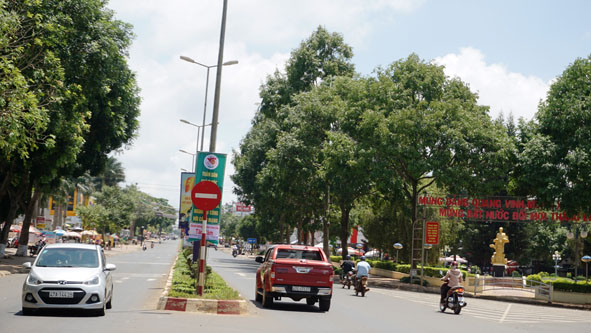 Một tuyến đường nội thị Buôn Hồ.