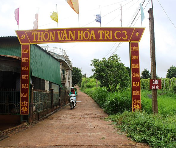 Các tuyến đường nội thôn Tri C3 (xã Dliê Yang) được bê tông hóa 100%.