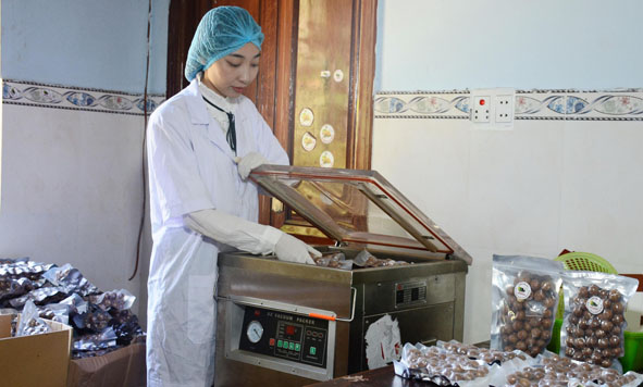 Giám đốc Công ty Cổ phần Damaca Nguyên Phương Nguyễn Thị Thu Phương kiểm tra sản phẩm trước khi đưa ra thị trường. Ảnh: Nhân vật cung cấp